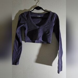 Garage Women's Dark Blue Ribbed Crop Top